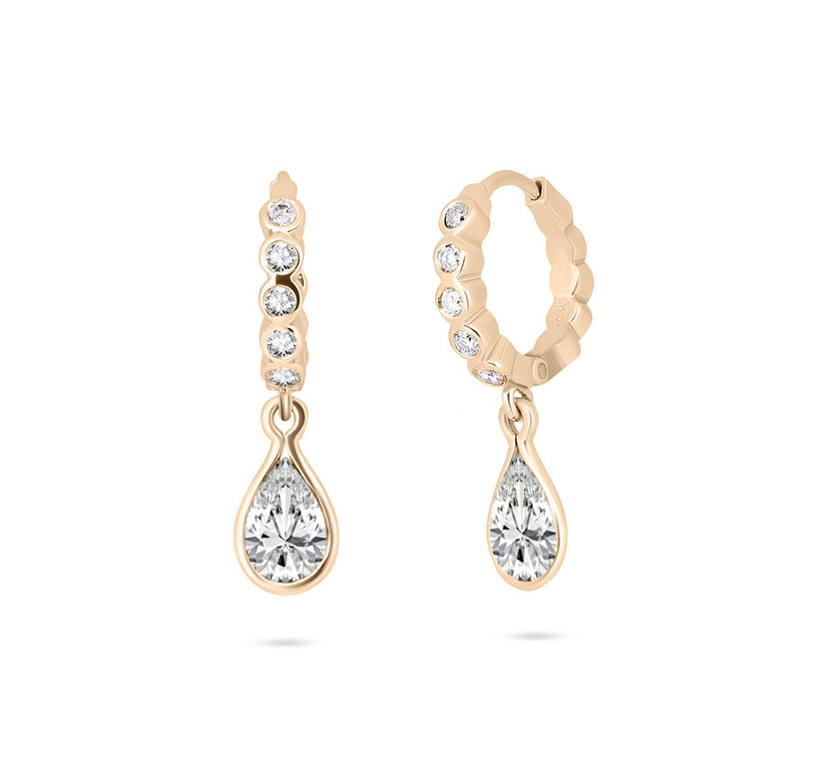 Diamond Teardrop Huggies