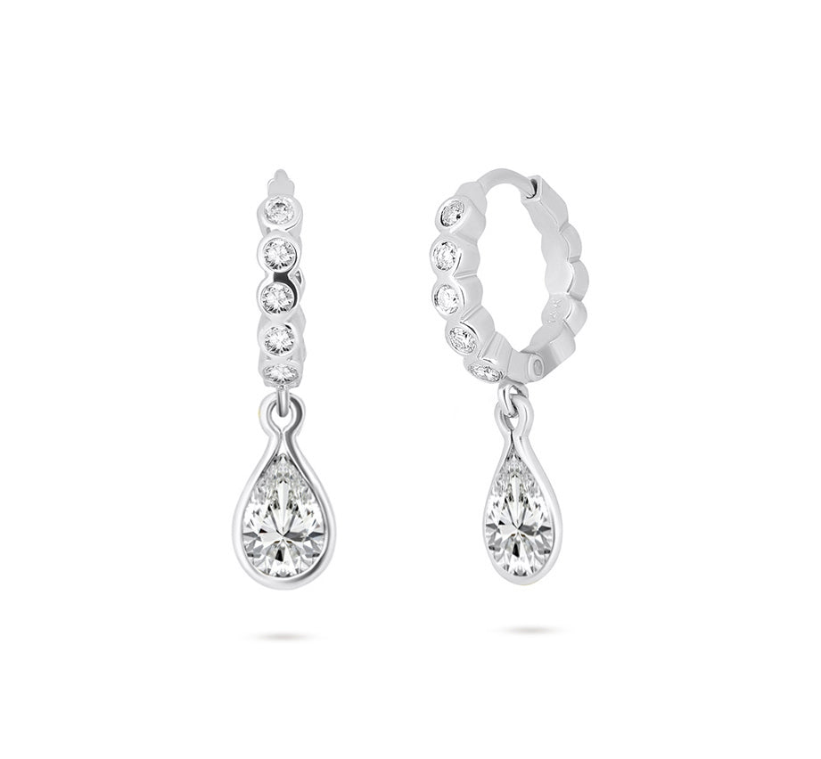 Diamond Teardrop Huggies