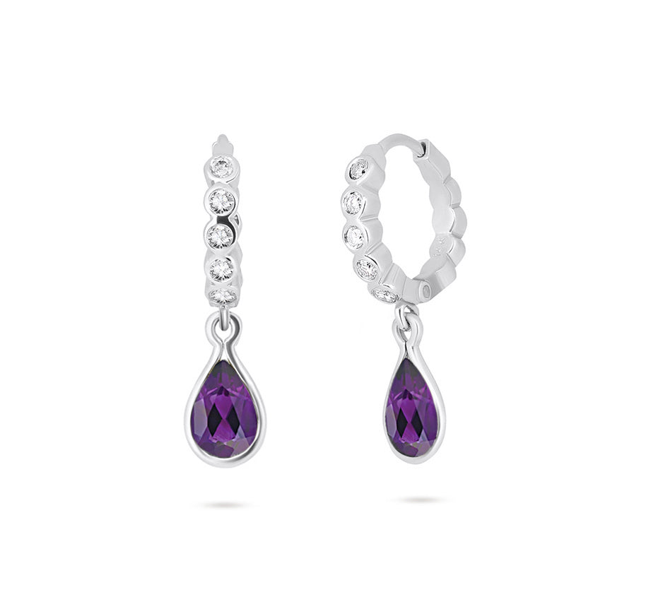 Gemstone Teardrop Huggies
