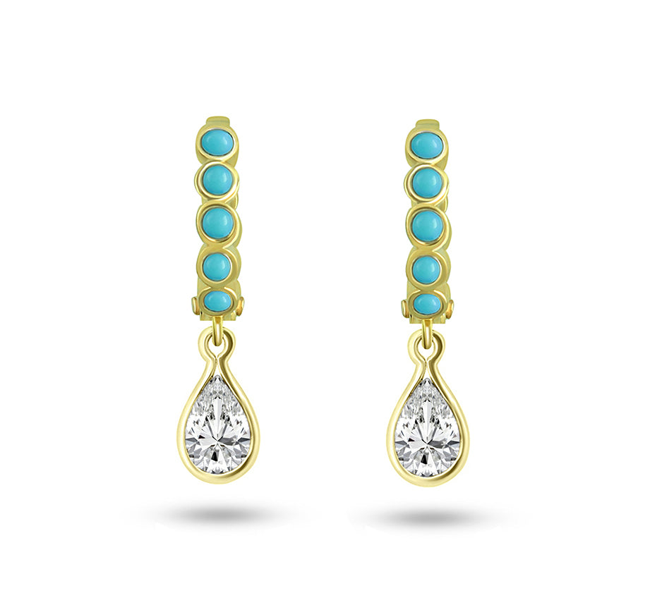 Turquoise Teardrop Huggies