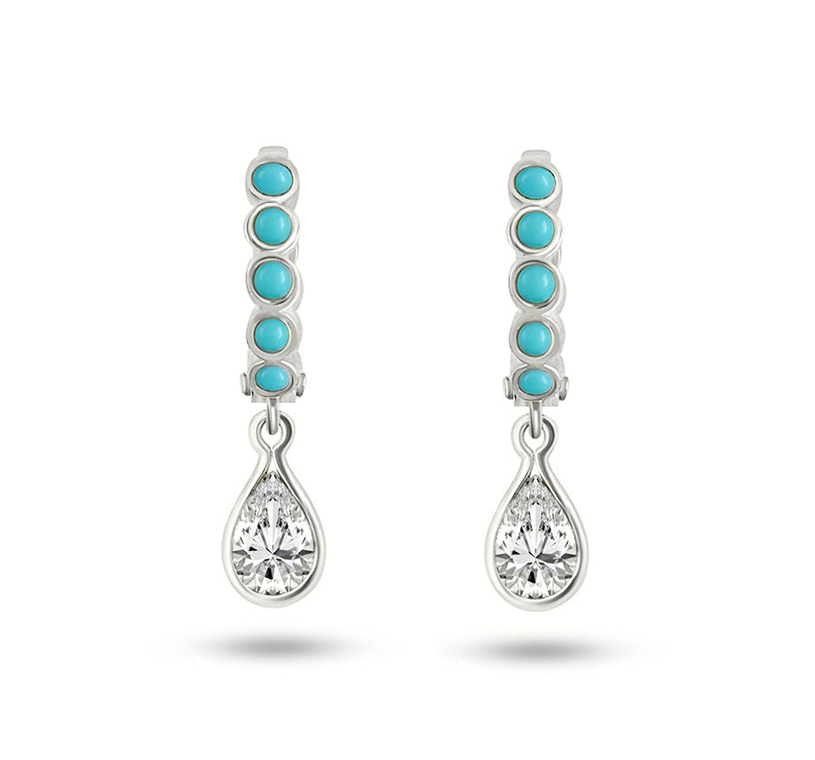 Turquoise Teardrop Huggies