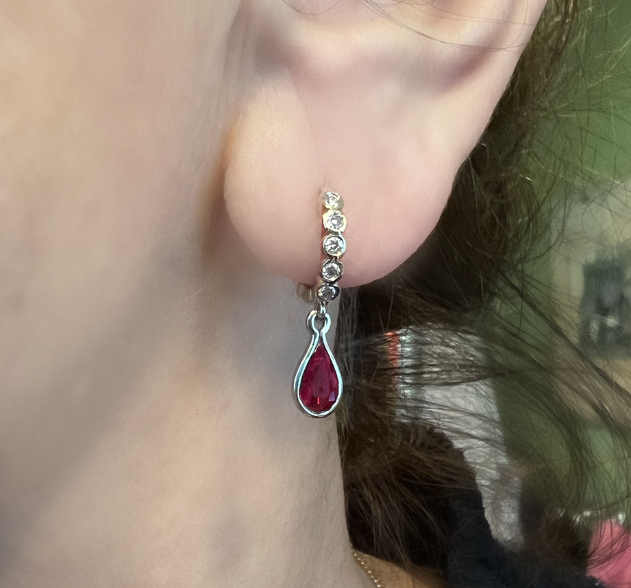 Gemstone Teardrop Huggies