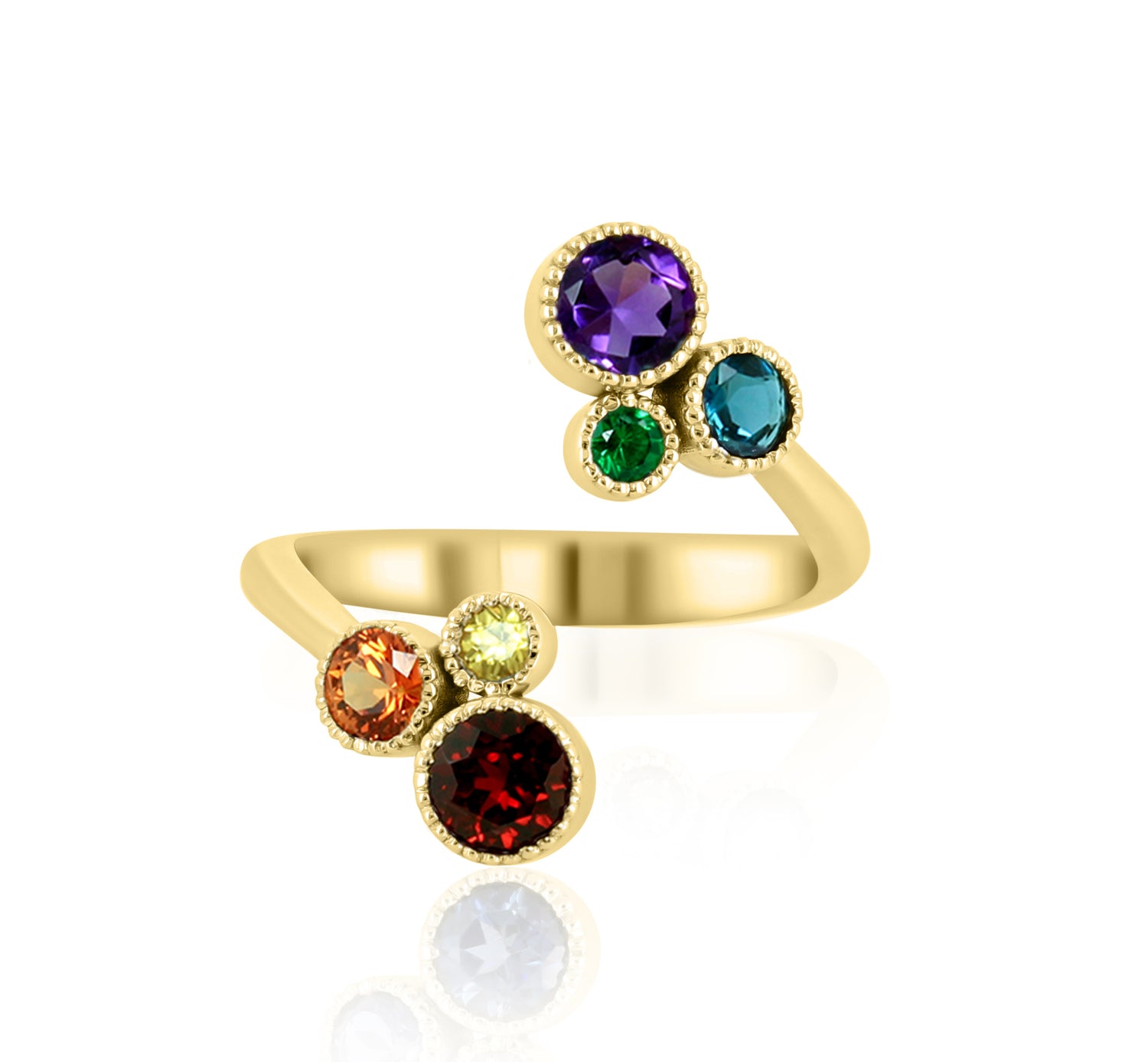 Double Circle of Love Rainbow Ring