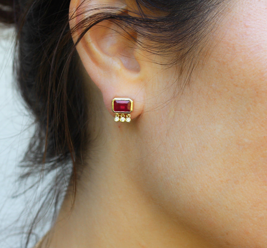 Gigi Tassel Ruby Studs