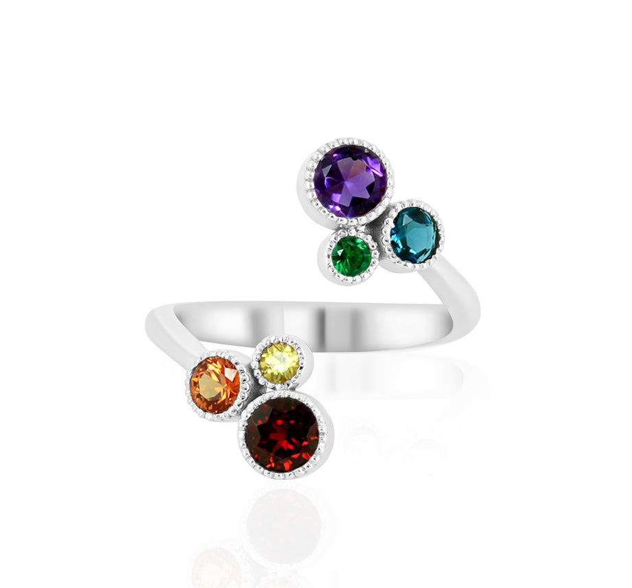 Double Circle of Love Rainbow Ring