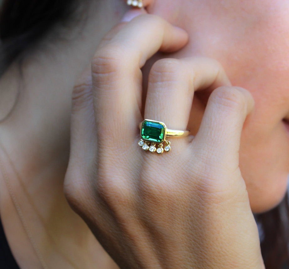 Emerald Gigi Tassel Ring