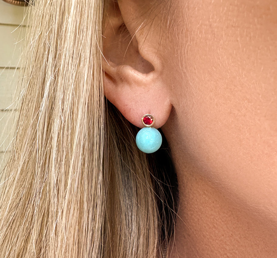 Bubble Drop Amazonite Studs