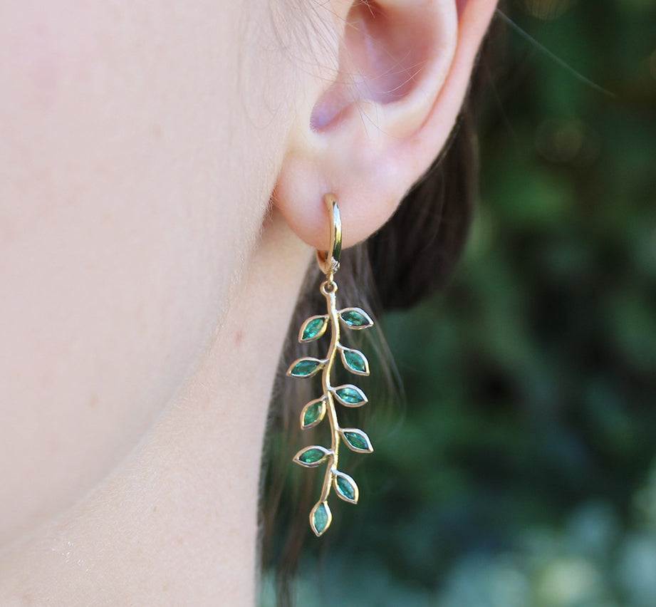 Emerald Olive Branch Danglers