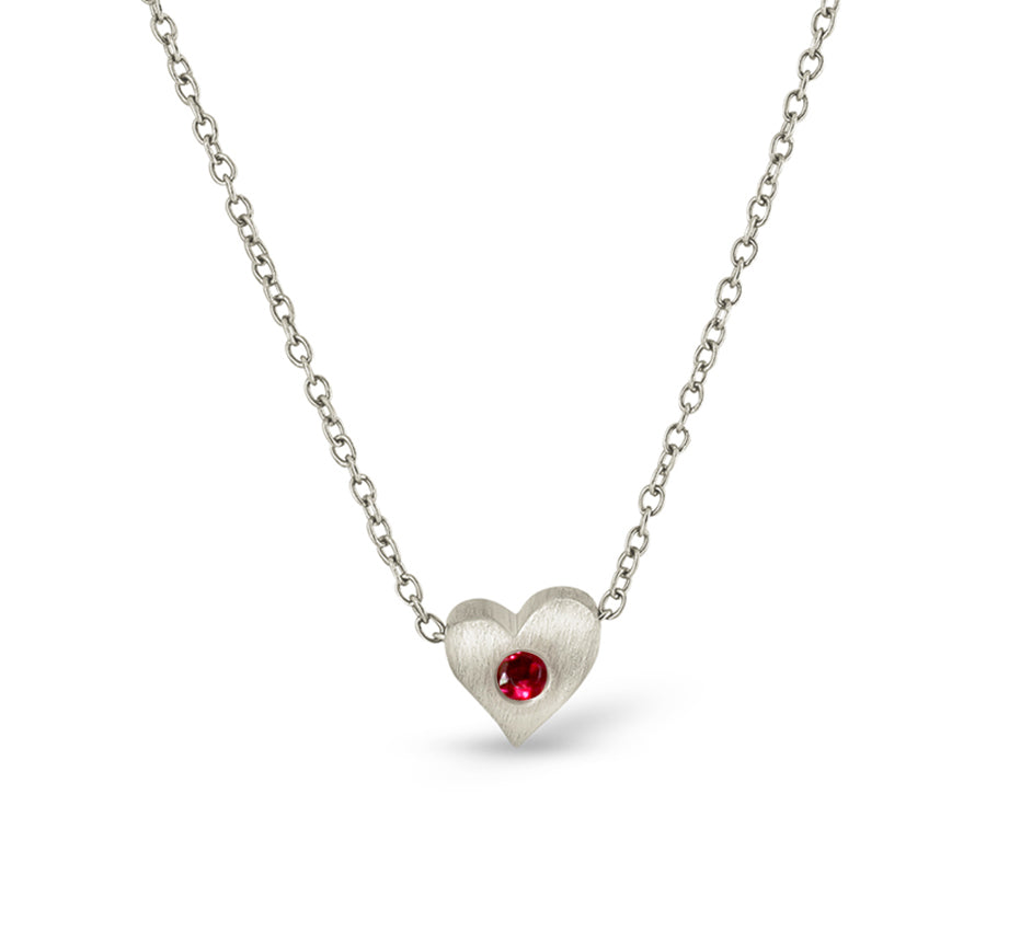 Tiny Ruby@Heart Slider Necklace