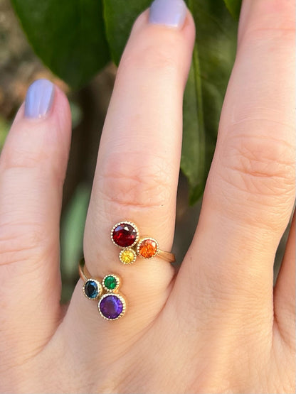 Double Circle of Love Rainbow Ring